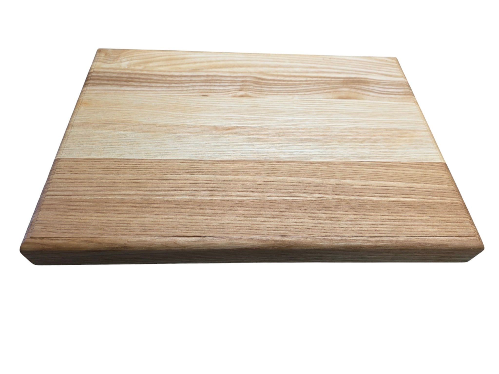 Close up of rounded edge ash chopping board finish