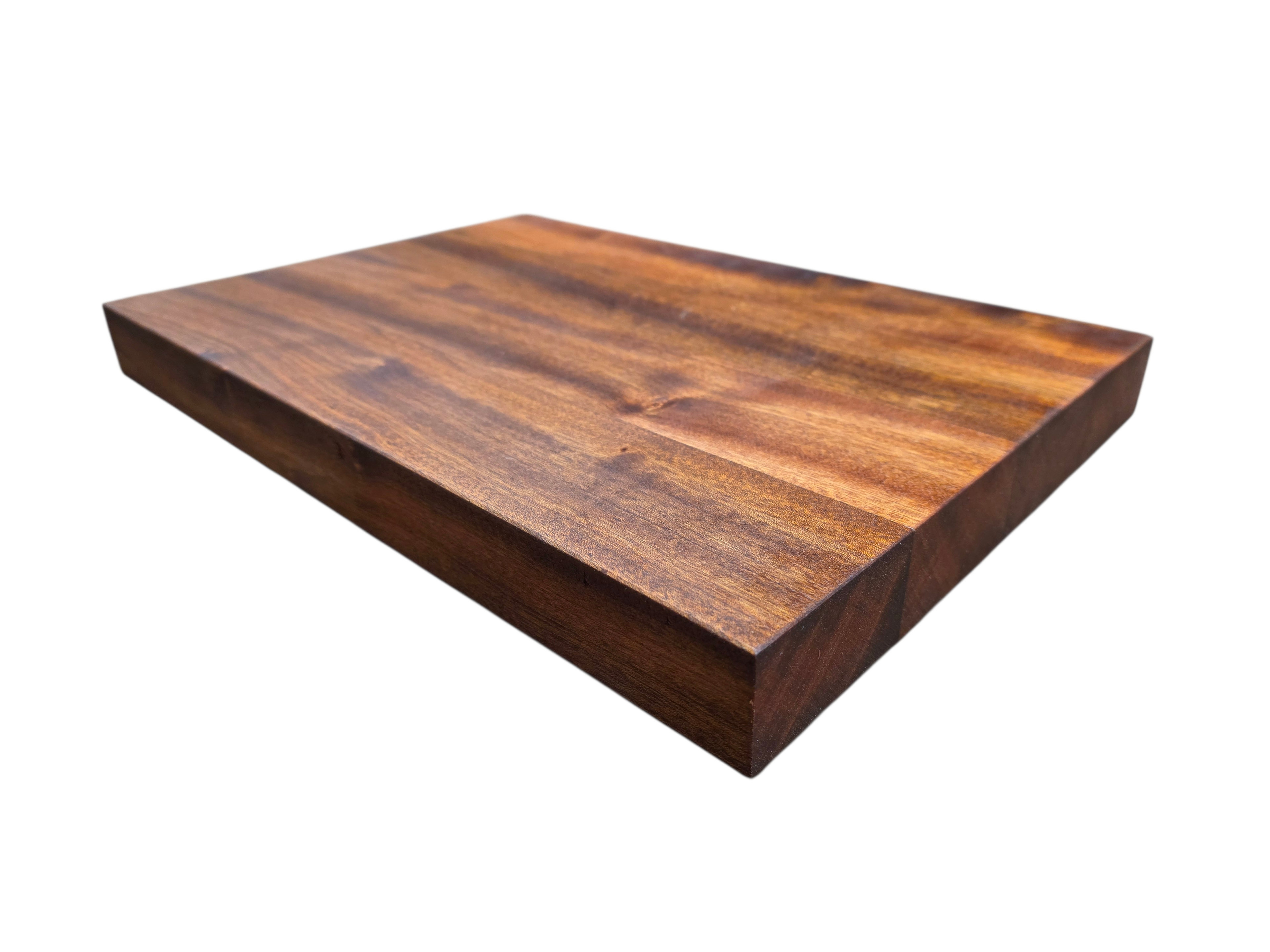 Sapele chopping board 50cm x 35cm in use preparing food in kitchen